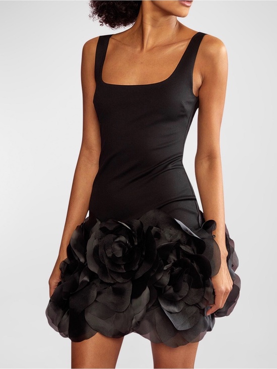 Cynthia Rowley Dresses & Skirts - Cynthia Rowley Black Mini Dress with Oversized Rosette Skirt